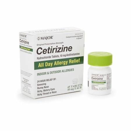 Major Cetirizine HCl 10 mg Tablet Bottle, 45PK 00904671743